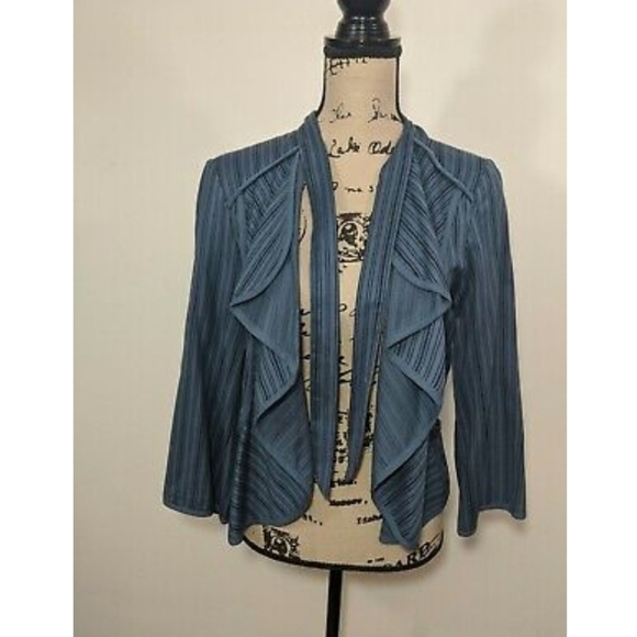 Cabi Blue Striped Peplum Jacket XS - Picture 3 of 9